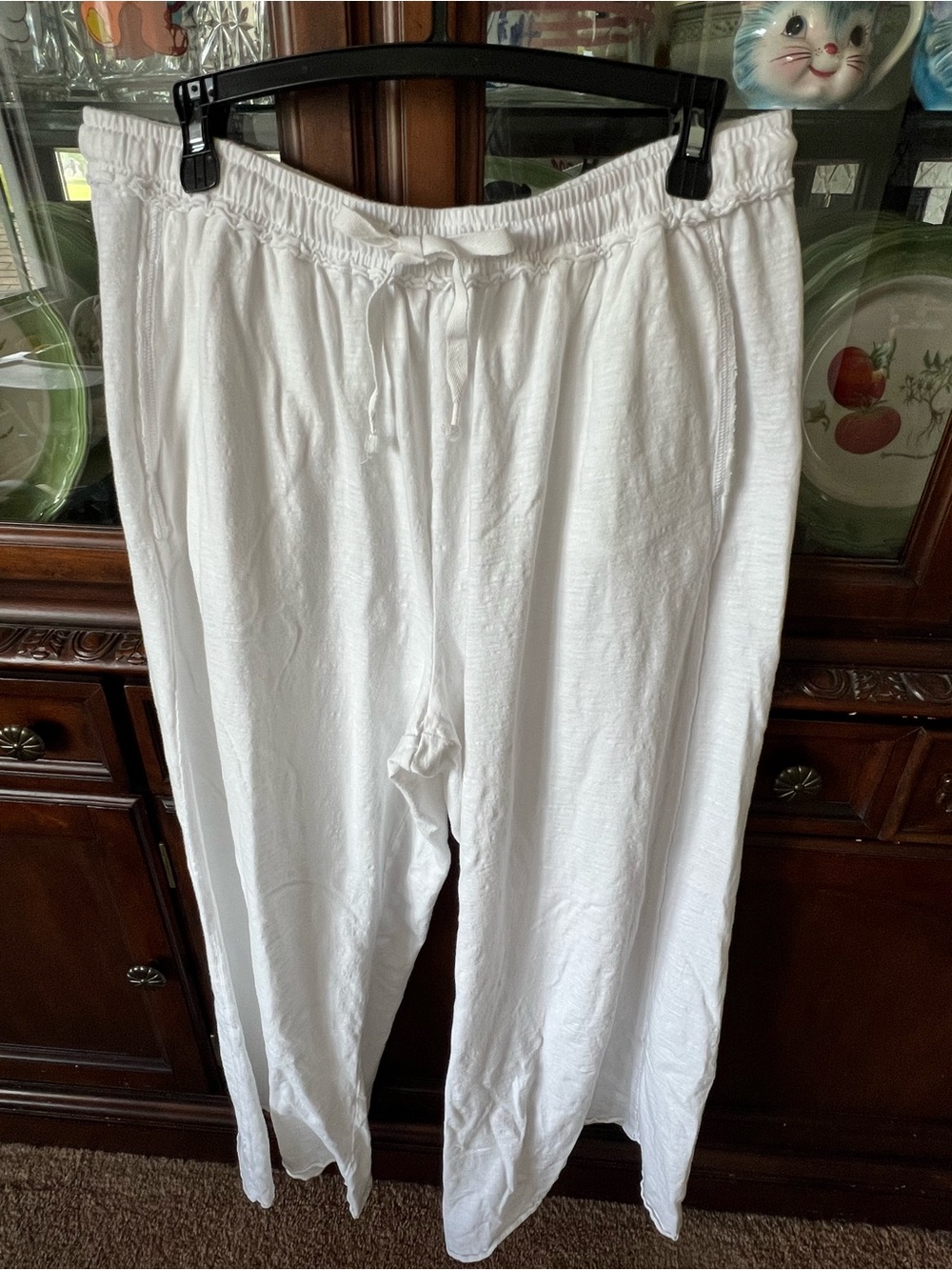 AERIE SUMMERHOUSE WIDE LEG 100% COTTON PANT IN WHITE